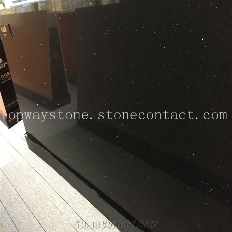 Crystal Black Quarz,Artificial Stone Slabs/Tiles/Engineered Stone