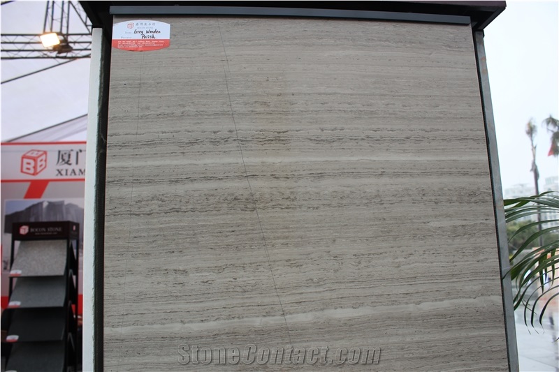 China Dark Grey Wooden Grain Marble Polished Tiles&Slabs