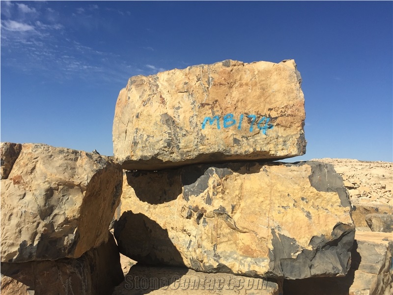 Natural Sahara Noir/Noir Aziza/Golden Black/Noir Serpents Blocks,Used for Interior & Exterior Building Stone, Wall Cladding&Floor Covering Material