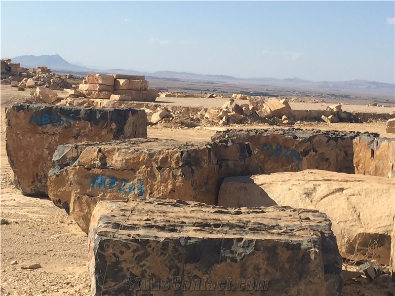 Natural Sahara Noir/Noir Aziza/Golden Black/Noir Serpents Blocks,Used for Interior & Exterior Building Stone, Wall Cladding&Floor Covering Material