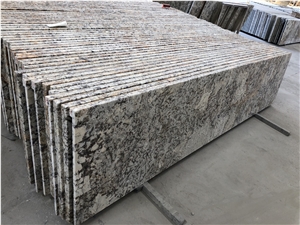 Brazil White Torronico Prefab Granite Countertops Laminated Flat Edge
