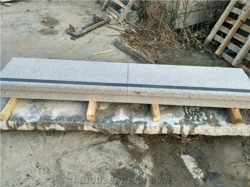G375 Grey Granite Bushhammered Surface Fine Picked Grooved Steps for North Europe