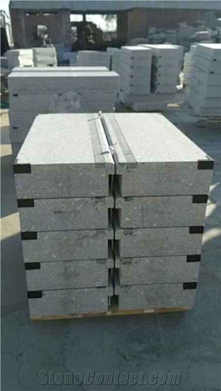 G375 Grey Granite Bushhammered Surface Fine Picked Grooved Steps for North Europe