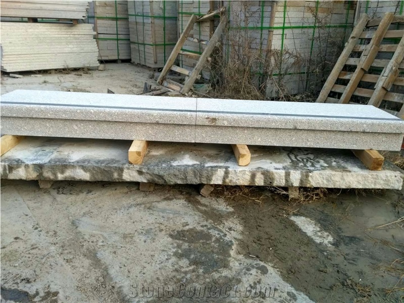G375 Grey Granite Bushhammered Surface Fine Picked Grooved Steps for North Europe