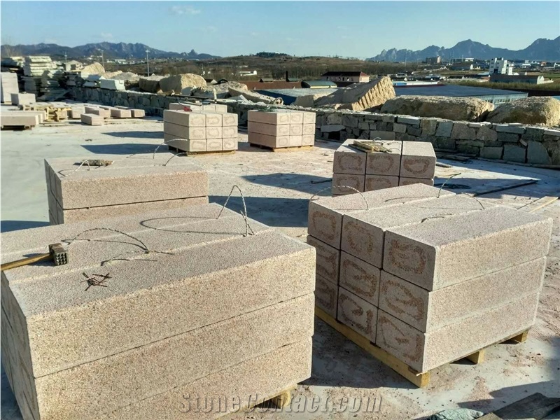 G386-7 Shidao Red Granite Bushhammered Fine Picked Surface Steps Stairs Competitive Prices