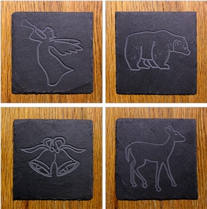 Black Slate Coaster, Square Slate Coaster for Sale