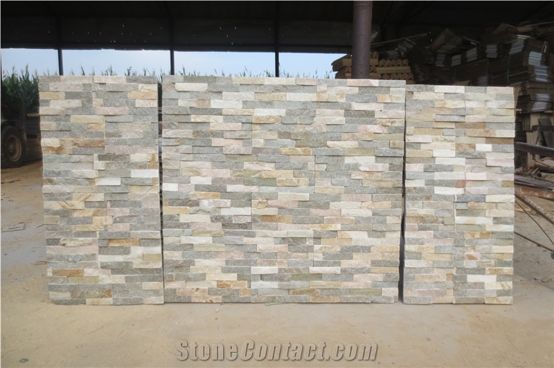 Hebei P014 Yellow Beige Slate,Gold Slate Wall Cladding Stone