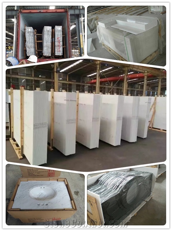 Manmade Quartz Stone White Slab for Countertop, Kitchen Countertops