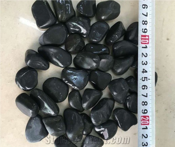 Polished Natural Stone Black Pebbles for Home and Garden Decorations