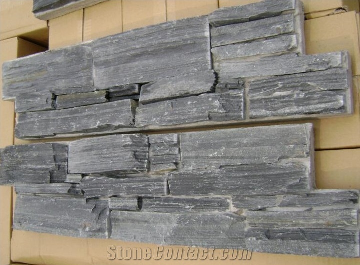 Slate Cement Concrete Back Wall Covering in Black Color