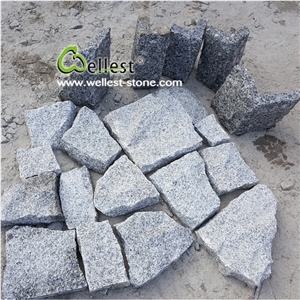 Grey Granite Irregular Flagstones, Random Shape Wall Cladding