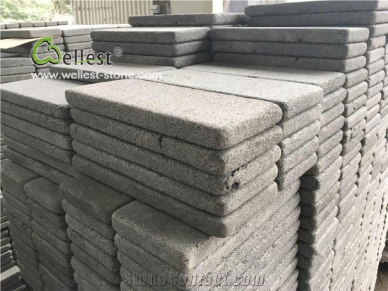 Lava Stone Brick Paving Stone 10x20x3cm Tumbled with Cat Paw