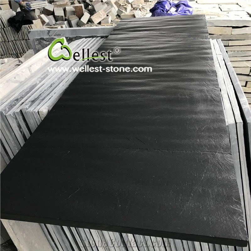 Natural Riven Black Slate Fireplace Panel, Fireplace Hearth Slabs & Tiles