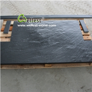 Natural Riven Black Slate Fireplace Panel, Fireplace Hearth Slabs & Tiles
