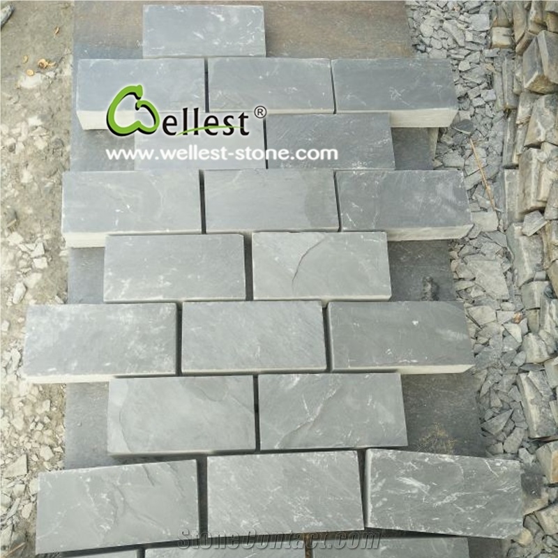 Riven Black Slate Driveway Paving Stone, Patio Cobble Stone