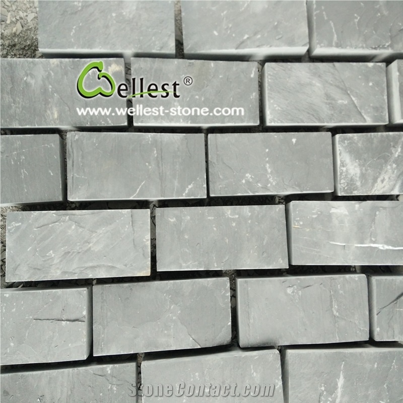 Riven Black Slate Driveway Paving Stone, Patio Cobble Stone