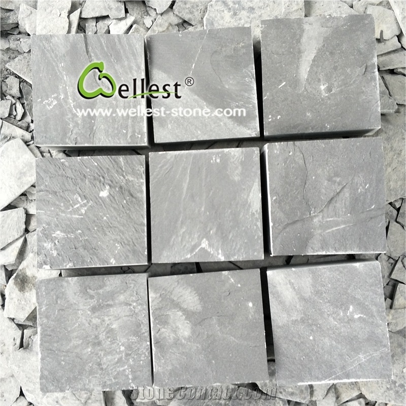 Riven Black Slate Driveway Paving Stone, Patio Cobble Stone