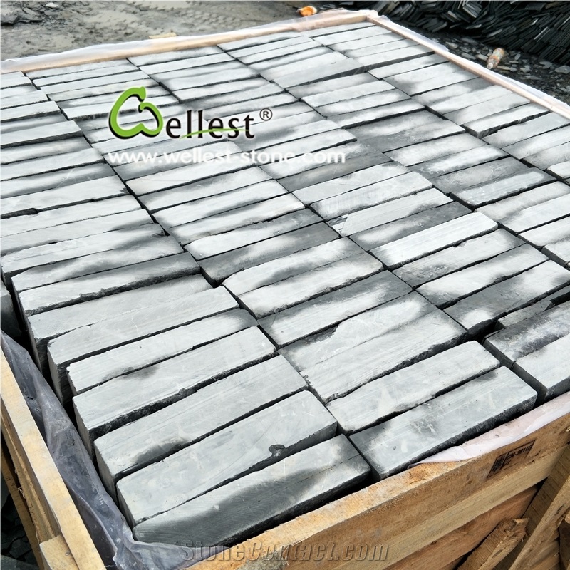 Riven Black Slate Driveway Paving Stone, Patio Cobble Stone