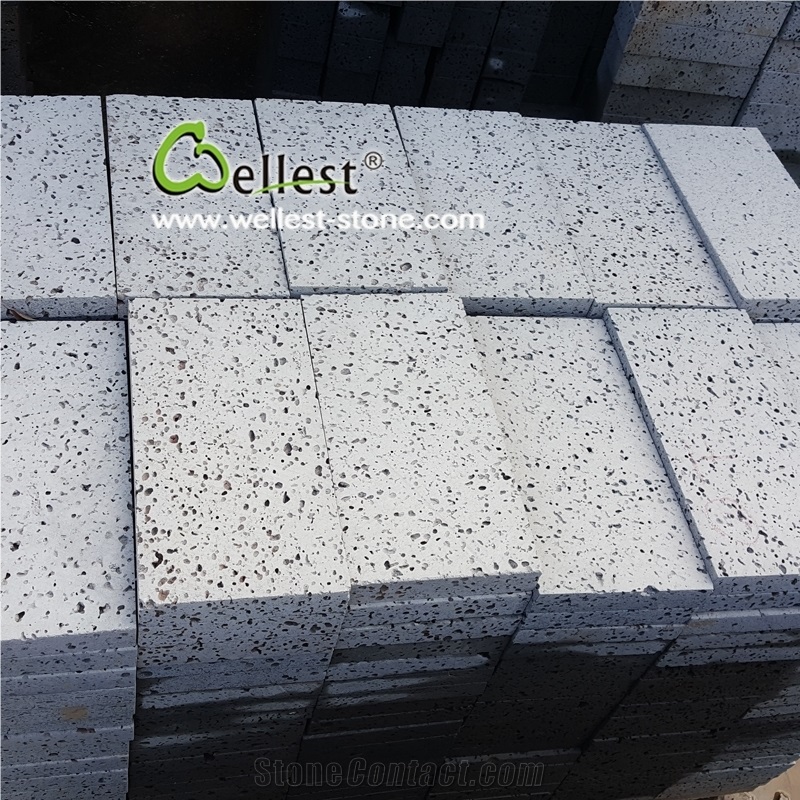 Sawn Cut Volcano Lava Stone Wall and Floor Tiles with Holes