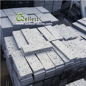 Sawn Cut Volcano Lava Stone Wall and Floor Tiles with Holes