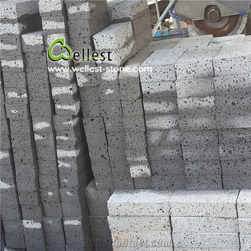 Sawn Cut Volcano Lava Stone Wall and Floor Tiles with Holes