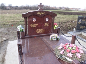 Indian Arti Red Granite Double Family Custom Monuments