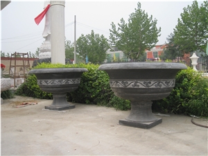 Black Limestone Flowerpot
