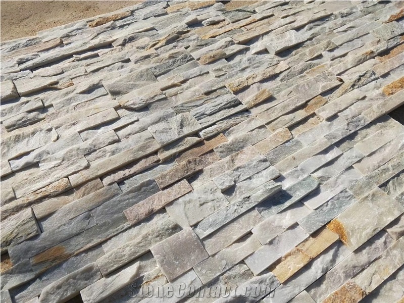 China P014 Beige Grey Mixed Slate Cultured Stone/Slate Culture Stone/Culture Slate/Slate Wall Cladding