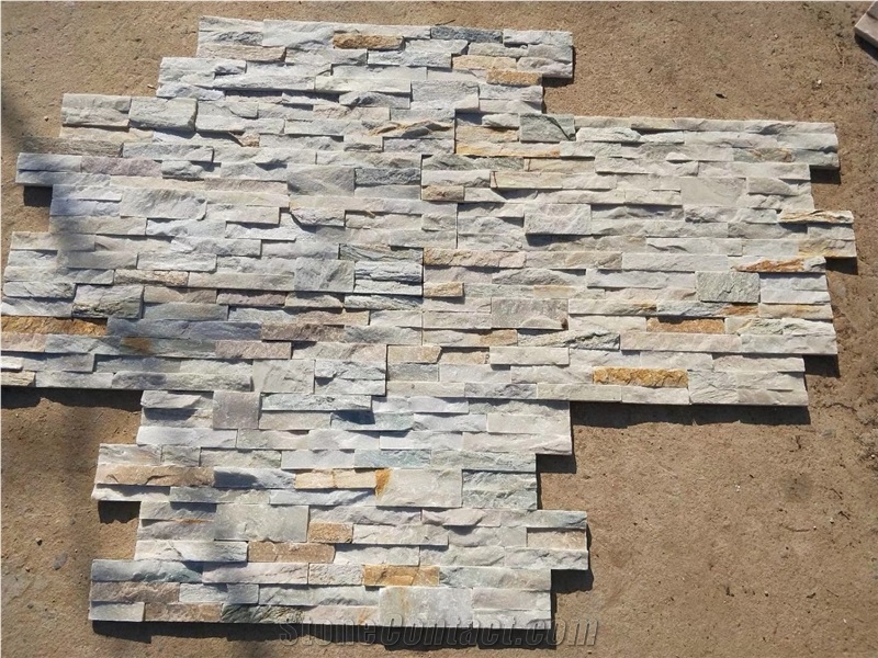 China P014 Beige Grey Mixed Slate Cultured Stone/Slate Culture Stone/Culture Slate/Slate Wall Cladding