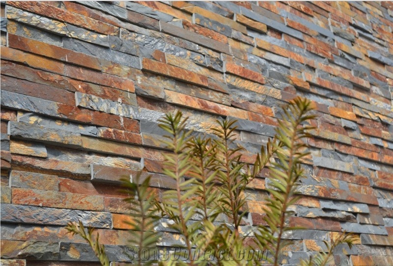 China Rust S1120 Slate Culture Stone, Stacked Stone Panel, Wall Cladding , Thin Stone Veneer , Exposed Wall Stone , Ledge Stone