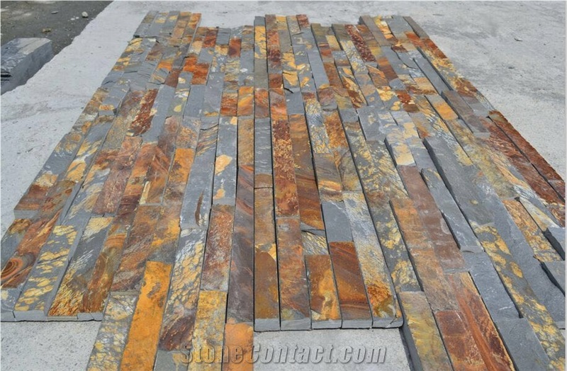 China Rust S1120 Slate Culture Stone, Stacked Stone Panel, Wall Cladding , Thin Stone Veneer , Exposed Wall Stone , Ledge Stone