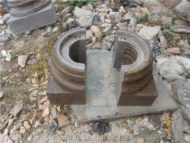 Coffee Brown Marble Hollow Column for Construction