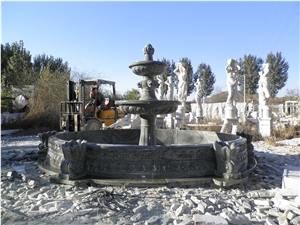 Green Marble Water Fountain with Pool for Exterior
