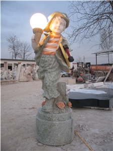 Hand Carved Marble Child Statue with Light Hand Carved Marble Child Statue with Light
