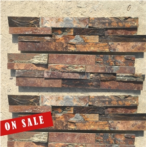 Split Surface Rust Slate Stacked Ledge Stone, Cultured Stone