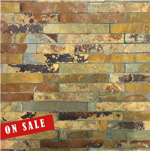 Rust Red Flat Split Surface Cultured Ledge Stone, Stacked Stone Wall Cladding