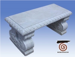 White Marble Bench with Sculpture