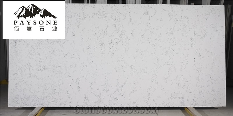 Artificial Calacatta White Quartz Stone Slab Tiles in China