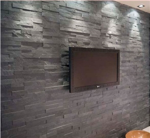 China Natural Split Black Slate Wall and Floor Tile for "L" Corners