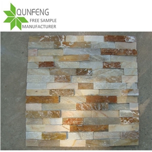 China Oyster Slate Z-Clad Stone Cladding,Gold Yellow Beige Stacked Stone,Outdoor Yellow Stone Ledger Panels,Landscaping Wall Stone Veneer