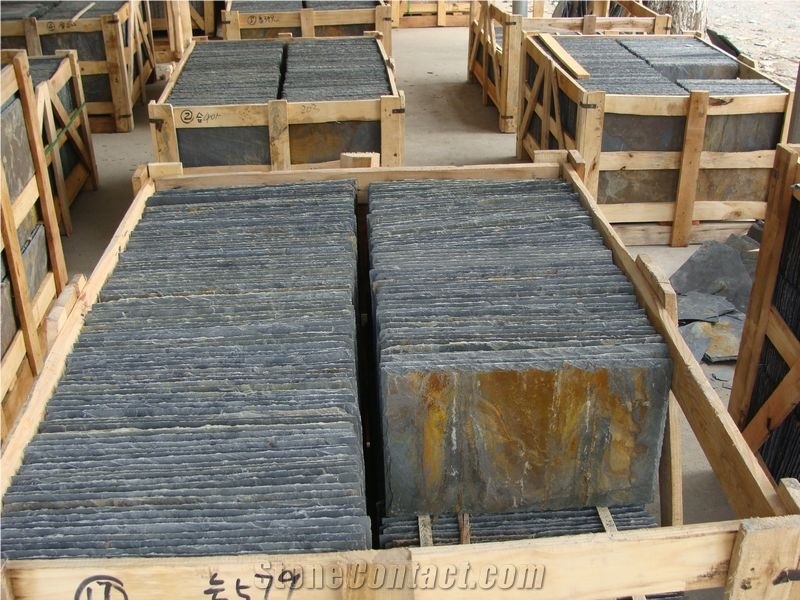 China Rectangular Shape Multicolor and Rusty Roofing Slate Tiles for Coating