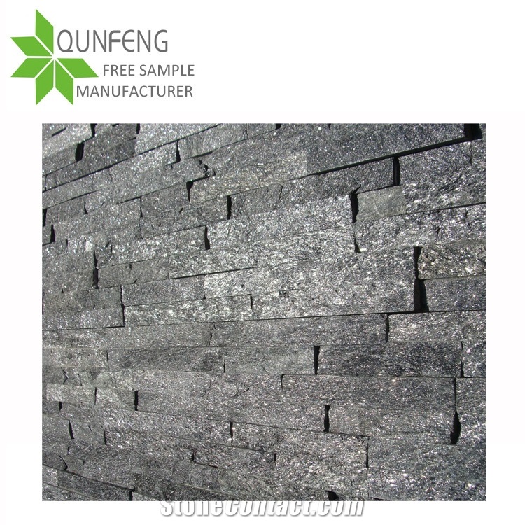 Hebei Hot Sell Natural Black Quartzite Wall Cladding Cultured Stone,Z-Clad Wall Panel Stone