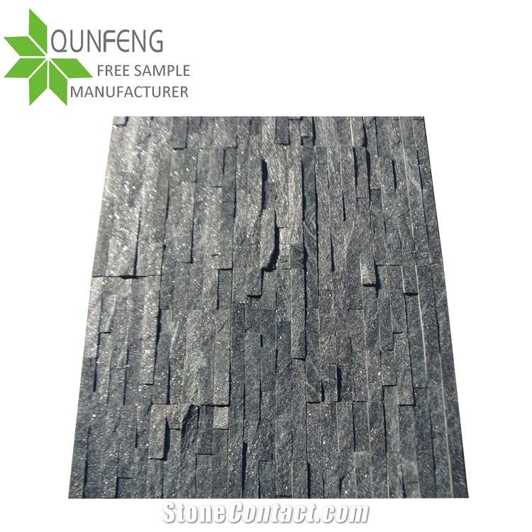 Hebei Hot Sell Natural Black Quartzite Wall Cladding Cultured Stone,Z-Clad Wall Panel Stone