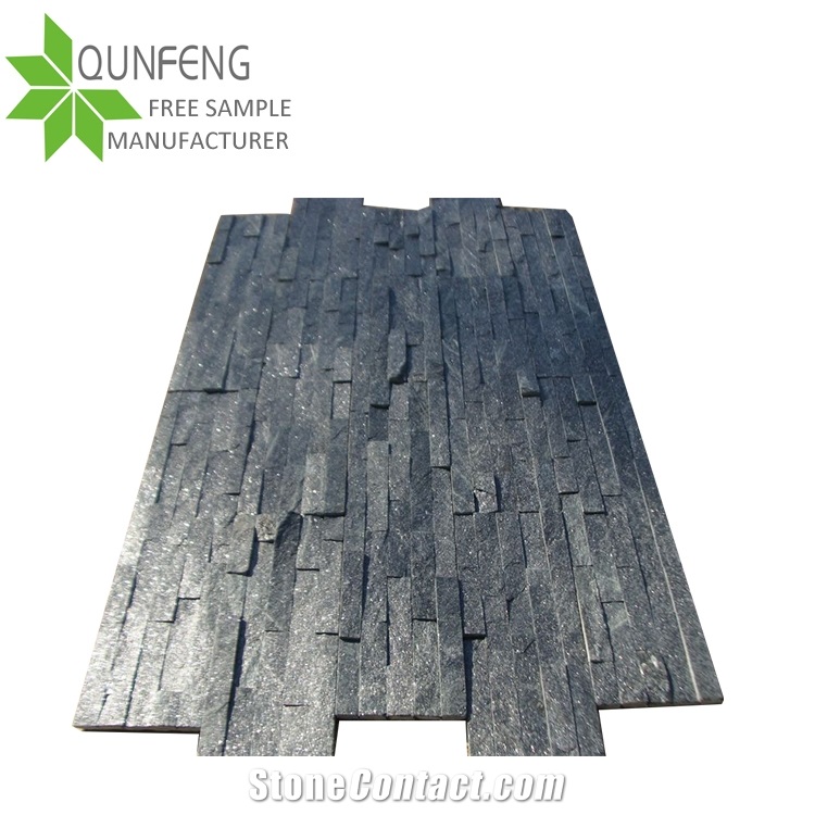 Hebei Hot Sell Natural Black Quartzite Wall Cladding Cultured Stone,Z-Clad Wall Panel Stone