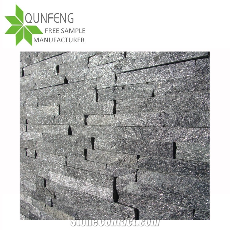 Hebei Hot Sell Natural Black Quartzite Wall Cladding Cultured Stone,Z-Clad Wall Panel Stone