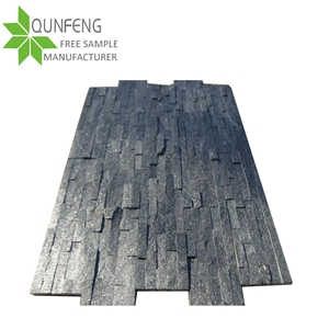 Natural Wall Decorative Black Quartzite Stone,Black Quartzite Brick Stacked Stone,Stone Corners