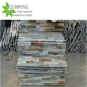P014 Golden Beige Quartzite Cultured Slate Stone Veneer, Ledge Stone Wall Panel, Culture Stone Slate Veneer