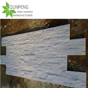 Popular Stone Wall Panel White Quartzite Ledgestone Veneer,Shinning Quartzite Stacked Stone Wall