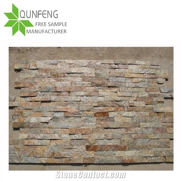 Qunfeng Glued Rustic Quartzite Ledger Stone Wall Tile,Quartzite Wall Cladding Stone/Ledgestone