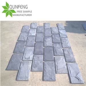 Split Face Black Slate Mushroom Stone for Wall Decorative Stone